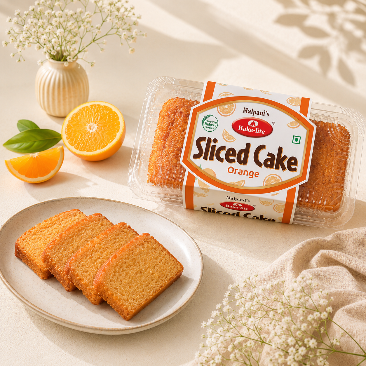 Sliced Cake Orange Flavoured
